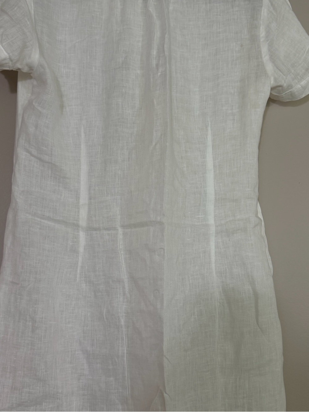 CP SHADES - White 100% Linen Short-Sleeve Button Front Dress, sz S - Picture 5 of 7